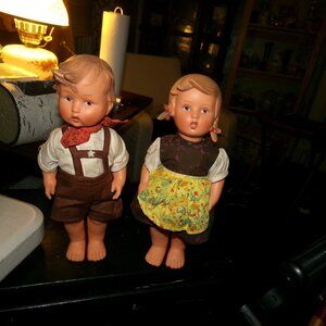 vintage 1950s boy & girl hummel Gobel dolls rubber